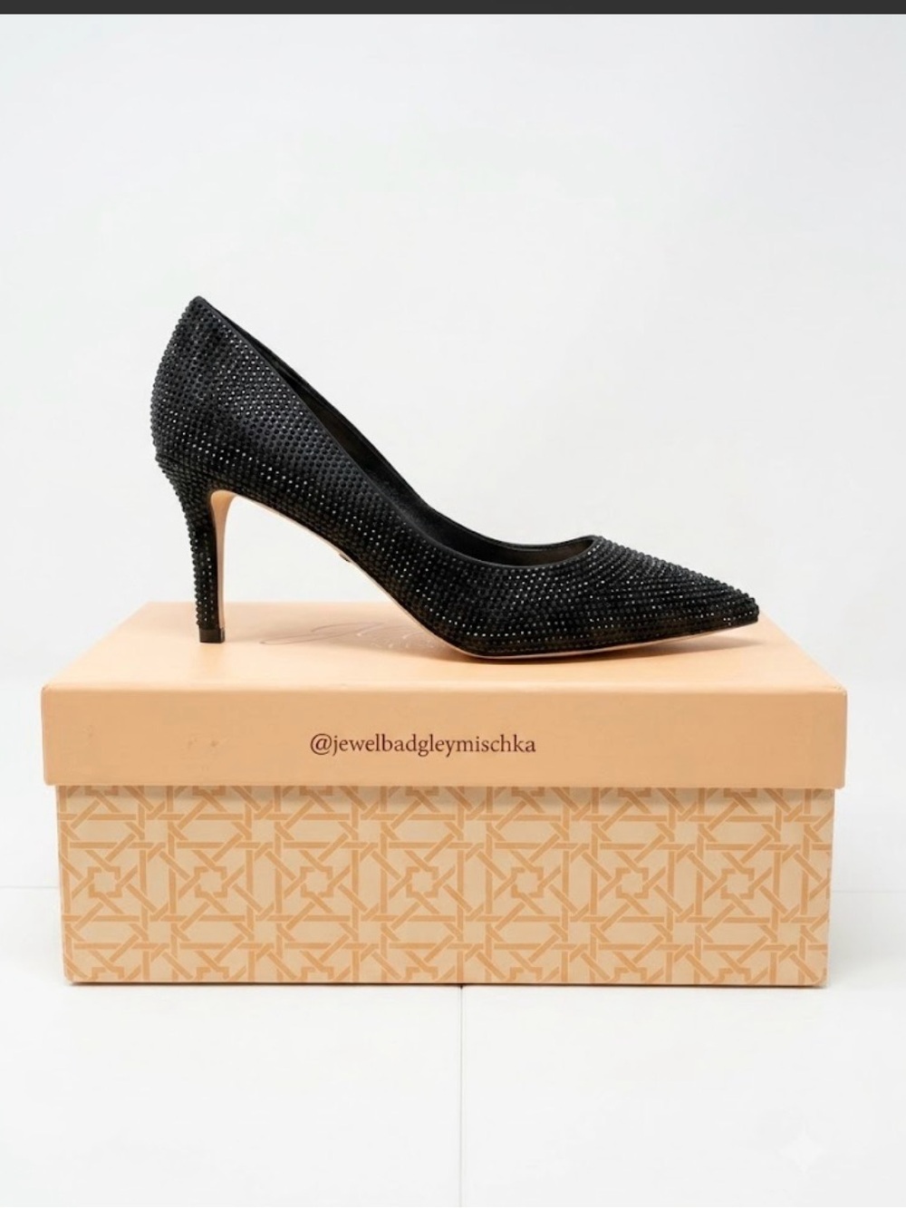Badgley Mischka Black Crystal Pointed-Toe Pump